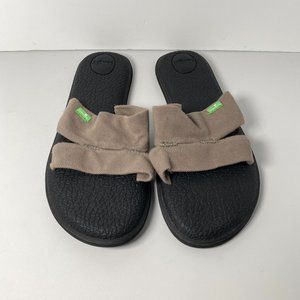 Sanuk Women's Size 8 Gray Black Yoga Mat Capri Sandals Slides Slippers 1099407